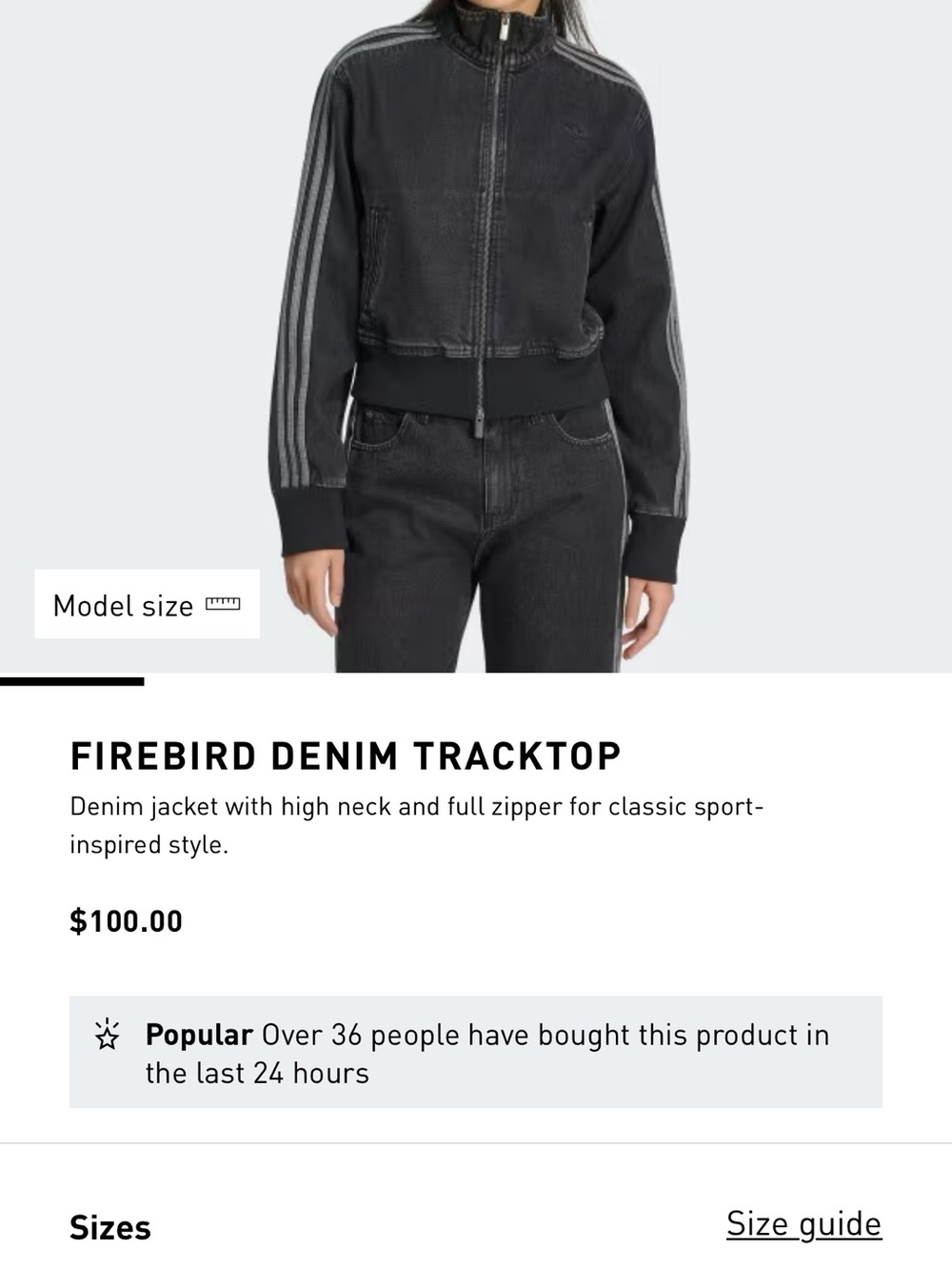 Adidas Black Denim Jacket - Picture 10 of 10